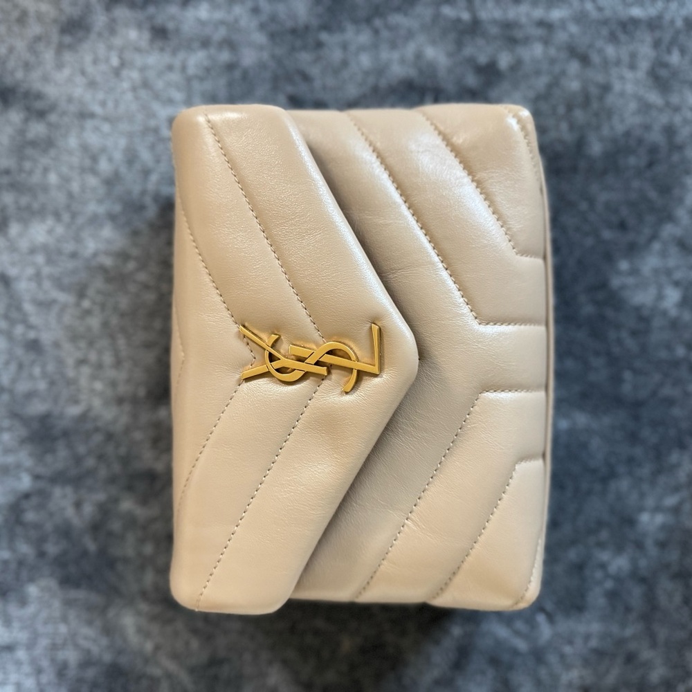 Yves Saint Laurent Cream Quilted Clutch